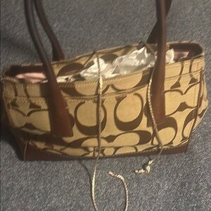Coach Brown and Tan Monogram Tote